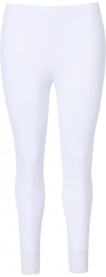 Ulla Popken Lace Trim Leggings White - Jeans & Bukser i Store Størrelser – Plus Size - Jeans og bukser, EU 42-70