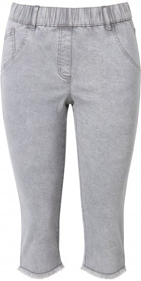 Ulla Popken Denim Fringed Hem Capris Grey - Jeans & Bukser i Store Størrelser – Plus Size - Jeans og bukser, EU 42-70