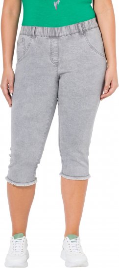 Ulla Popken Denim Fringed Hem Capris Grey - Jeans & Bukser i Store Størrelser – Plus Size - Jeans og bukser, EU 42-70