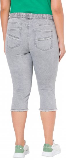 Ulla Popken Denim Fringed Hem Capris Grey - Jeans & Bukser i Store Størrelser – Plus Size - Jeans og bukser, EU 42-70