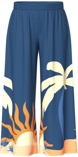 Ulla Popken Abstract Landscape Elastic Waist Palazzo Pants Blue - Jeans & Bukser i Store Størrelser – Plus Size - Jeans og bukser, EU 42-70