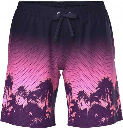 Ulla Popken Active Wide Leg Elastic Waist Palm Tree Pattern Mesh Shorts Black - Jeans & Bukser i Store Størrelser – Plus Size - 