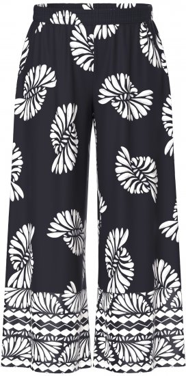 Ulla Popken Fossil Print Elastic Waist Palazzo Pants Black - Jeans & Bukser i Store Størrelser – Plus Size - Jeans og bukser, EU 42-70