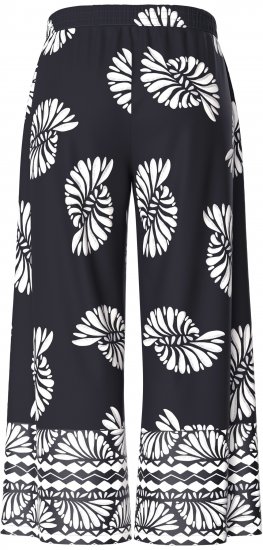 Ulla Popken Fossil Print Elastic Waist Palazzo Pants Black - Jeans & Bukser i Store Størrelser – Plus Size - Jeans og bukser, EU 42-70