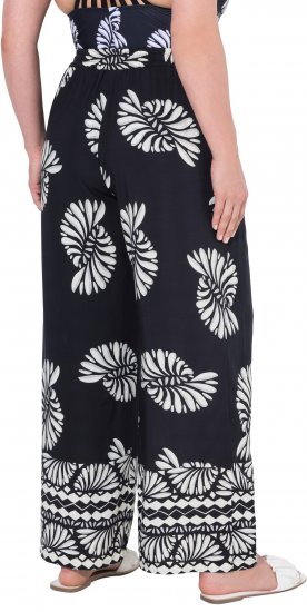 Ulla Popken Fossil Print Elastic Waist Palazzo Pants Black - Jeans & Bukser i Store Størrelser – Plus Size - Jeans og bukser, EU 42-70