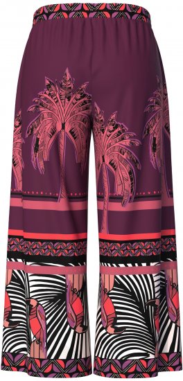 Ulla Popken Mixed Palm Print Elastic Waist Palazzo Pants Red - Jeans & Bukser i Store Størrelser – Plus Size - Jeans og bukser, EU 42-70