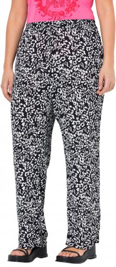 Ulla Popken Leopard Print Elastic Waist Pants Black - Jeans & Bukser i Store Størrelser – Plus Size - Jeans og bukser, EU 42-70