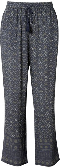 Ulla Popken Geometric Print Elastic Waist Pants Navy - Jeans & Bukser i Store Størrelser – Plus Size - Jeans og bukser, EU 42-70