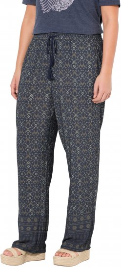 Ulla Popken Geometric Print Elastic Waist Pants Navy - Jeans & Bukser i Store Størrelser – Plus Size - Jeans og bukser, EU 42-70