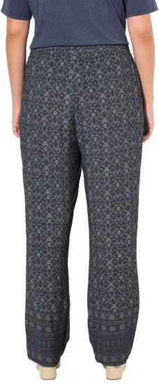 Ulla Popken Geometric Print Elastic Waist Pants Navy - Jeans & Bukser i Store Størrelser – Plus Size - Jeans og bukser, EU 42-70