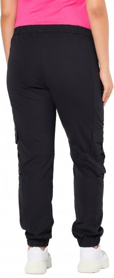 Ulla Popken Elastic Hem Stretch Fit Cargo Pants Black - Jeans & Bukser i Store Størrelser – Plus Size - 