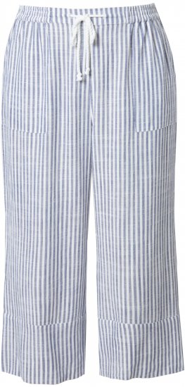 Ulla Popken Coastal Stripe Linen Blend Elastic Waist Culottes Blue - Jeans & Bukser i Store Størrelser – Plus Size - Jeans og bukser, EU 42-70
