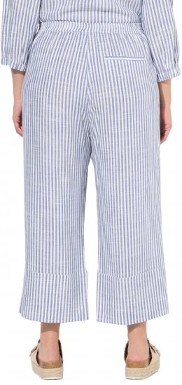 Ulla Popken Coastal Stripe Linen Blend Elastic Waist Culottes Blue - Jeans & Bukser i Store Størrelser – Plus Size - Jeans og bukser, EU 42-70