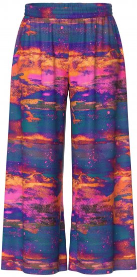 Ulla Popken Abstract Sunset Elastic Waist Palazzo Pants Orange - Jeans & Bukser i Store Størrelser – Plus Size - Jeans og bukser, EU 42-70