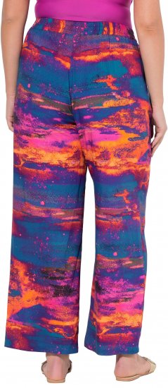 Ulla Popken Abstract Sunset Elastic Waist Palazzo Pants Orange - Jeans & Bukser i Store Størrelser – Plus Size - Jeans og bukser, EU 42-70