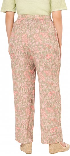 Ulla Popken Safari Print Elastic Waist Pants Green - Jeans & Bukser i Store Størrelser – Plus Size - 