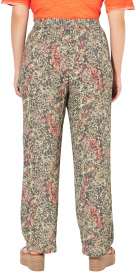 Ulla Popken Crocodile Print Elastic Waist Pants Olive Grey - Jeans & Bukser i Store Størrelser – Plus Size - 