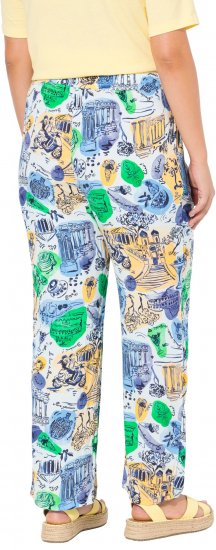 Ulla Popken Italy Print Elastic Waist Pants White - Jeans & Bukser i Store Størrelser – Plus Size - Jeans og bukser, EU 42-70