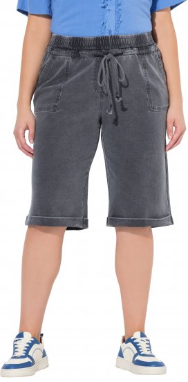 Ulla Popken Indigo Dyed Elastic Waist Jersey Shorts Black - Jeans & Bukser i Store Størrelser – Plus Size - Jeans og bukser, EU 42-70