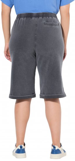 Ulla Popken Indigo Dyed Elastic Waist Jersey Shorts Black - Jeans & Bukser i Store Størrelser – Plus Size - Jeans og bukser, EU 42-70