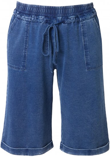Ulla Popken Indigo Dyed Elastic Waist Jersey Shorts Blue - Jeans & Bukser i Store Størrelser – Plus Size - Jeans og bukser, EU 42-70
