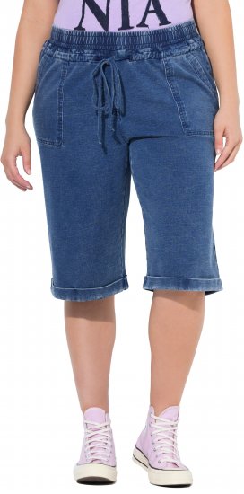 Ulla Popken Indigo Dyed Elastic Waist Jersey Shorts Blue - Jeans & Bukser i Store Størrelser – Plus Size - Jeans og bukser, EU 42-70