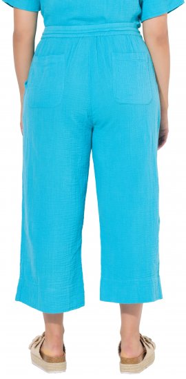 Ulla Popken Muslin Elastic Waist Culottes Blue - Jeans & Bukser i Store Størrelser – Plus Size - 