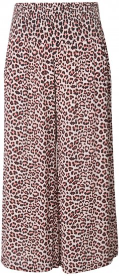 Ulla Popken Rose Wide Leg Elastic Waist Leopard Pattern Culottes White - Jeans & Bukser i Store Størrelser – Plus Size - 