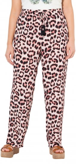 Ulla Popken Leopard Print Elastic Waist Pants White - Jeans & Bukser i Store Størrelser – Plus Size - Jeans og bukser, EU 42-70