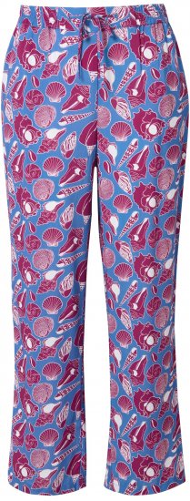 Ulla Popken Seashell Print Elastic Waist Pants Blue - Jeans & Bukser i Store Størrelser – Plus Size - Jeans og bukser, EU 42-70