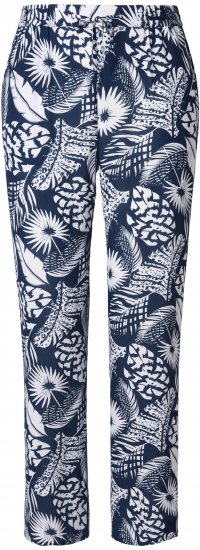 Ulla Popken Feather Print Elastic Waist Pants Blue - Jeans & Bukser i Store Størrelser – Plus Size - Jeans og bukser, EU 42-70