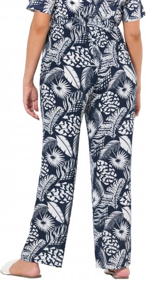 Ulla Popken Feather Print Elastic Waist Pants Blue - Jeans & Bukser i Store Størrelser – Plus Size - Jeans og bukser, EU 42-70