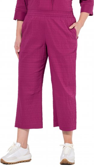 Ulla Popken Textured Elastic Waist Cropped Pants Magnolia Red - Jeans & Bukser i Store Størrelser – Plus Size - Jeans og bukser, EU 42-70