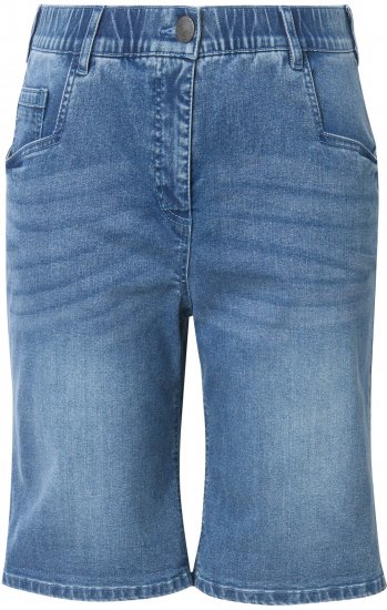 Ulla Popken Denim Wide Leg Elastic Waist Bermuda Shorts Blue Denim - Jeans & Bukser i Store Størrelser – Plus Size - 
