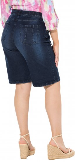 Ulla Popken Denim Wide Leg Elastic Waist Bermuda Shorts Denim Blue - Jeans & Bukser i Store Størrelser – Plus Size - 