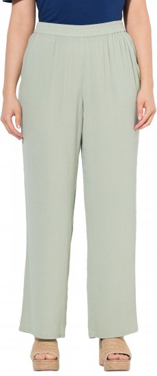 Ulla Popken Elastic Waist Crepe Pants Light Moss Green - Jeans & Bukser i Store Størrelser – Plus Size - Jeans og bukser, EU 42-70