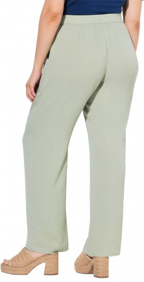 Ulla Popken Elastic Waist Crepe Pants Light Moss Green - Jeans & Bukser i Store Størrelser – Plus Size - Jeans og bukser, EU 42-70