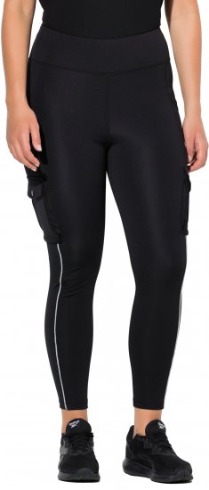 Ulla Popken Cargo Pocket Fleece Lined Sports Leggings Black - Jeans & Bukser i Store Størrelser – Plus Size - Jeans og bukser, EU 42-70