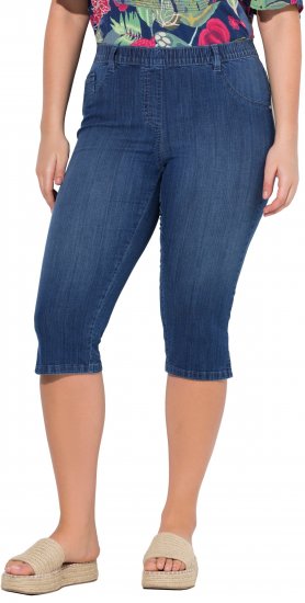 Ulla Popken Denim Elastic Waist Capres Blue Denim - Jeans & Bukser i Store Størrelser – Plus Size - 