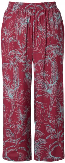 Ulla Popken Wide Leg Elastic Waist Jungle Print Palazzo Pants Brown - Jeans & Bukser i Store Størrelser – Plus Size - 
