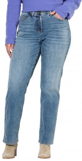 Ulla Popken Bow Embroidery Stretch Fit Jeans Blue Denim - Jeans & Bukser i Store Størrelser – Plus Size - 