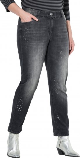 Ulla Popken Rivet Detail Stretch Fit Boyfriend Jeans Black - Jeans & Bukser i Store Størrelser – Plus Size - Jeans og bukser, EU 42-70