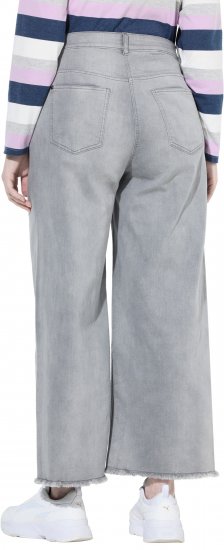 Ulla Popken Embroidered Wide Leg Fringed Hem Jeans Grey - Jeans & Bukser i Store Størrelser – Plus Size - Jeans og bukser, EU 42-70