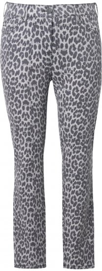 Ulla Popken Slim Leg Leopard Print Stretch Fit Jeans Bright Grey - Jeans & Bukser i Store Størrelser – Plus Size - Jeans og bukser, EU 42-70