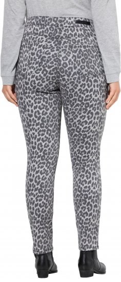 Ulla Popken Slim Leg Leopard Print Stretch Fit Jeans Bright Grey - Jeans & Bukser i Store Størrelser – Plus Size - Jeans og bukser, EU 42-70