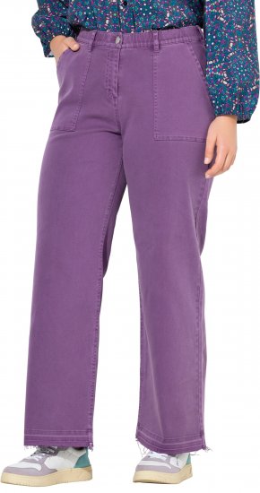 Ulla Popken Purple Fringed Hem Stretch Fit Jeans Lavender - Jeans & Bukser i Store Størrelser – Plus Size - 