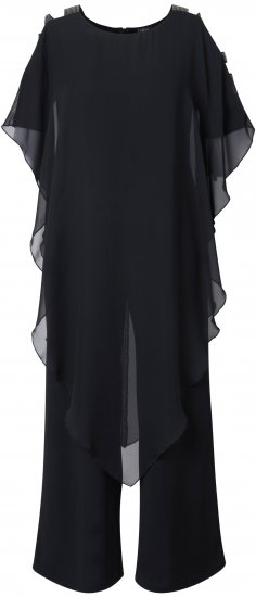 Ulla Popken Layered Chiffon Wrap Jumpsuit Grey - Jeans & Bukser i Store Størrelser – Plus Size - Jeans og bukser, EU 42-70