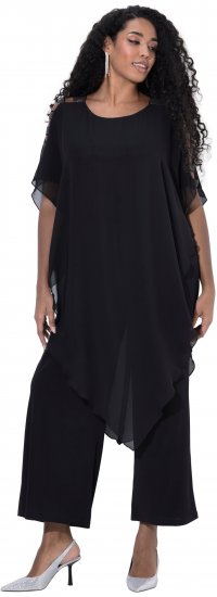 Ulla Popken Layered Chiffon Wrap Jumpsuit Grey - Jeans & Bukser i Store Størrelser – Plus Size - Jeans og bukser, EU 42-70