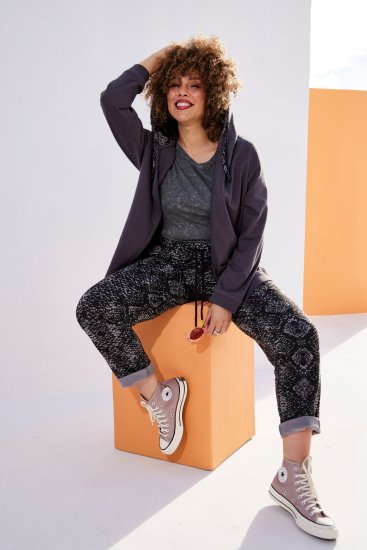 Ulla Popken Snake Print Elastic Waist Joggers Black - Jeans & Bukser i Store Størrelser – Plus Size - Jeans og bukser, EU 42-70