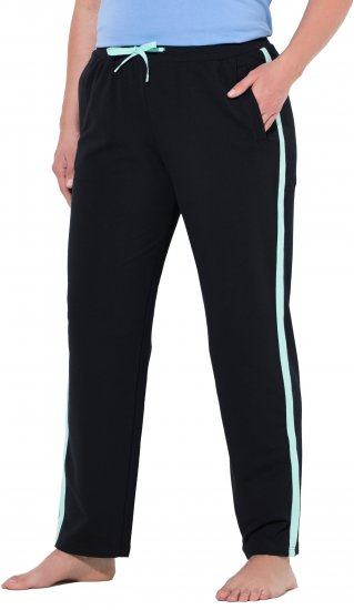 Ulla Popken Side Stripe Elastic Waist Joggers Black - Jeans & Bukser i Store Størrelser – Plus Size - Jeans og bukser, EU 42-70
